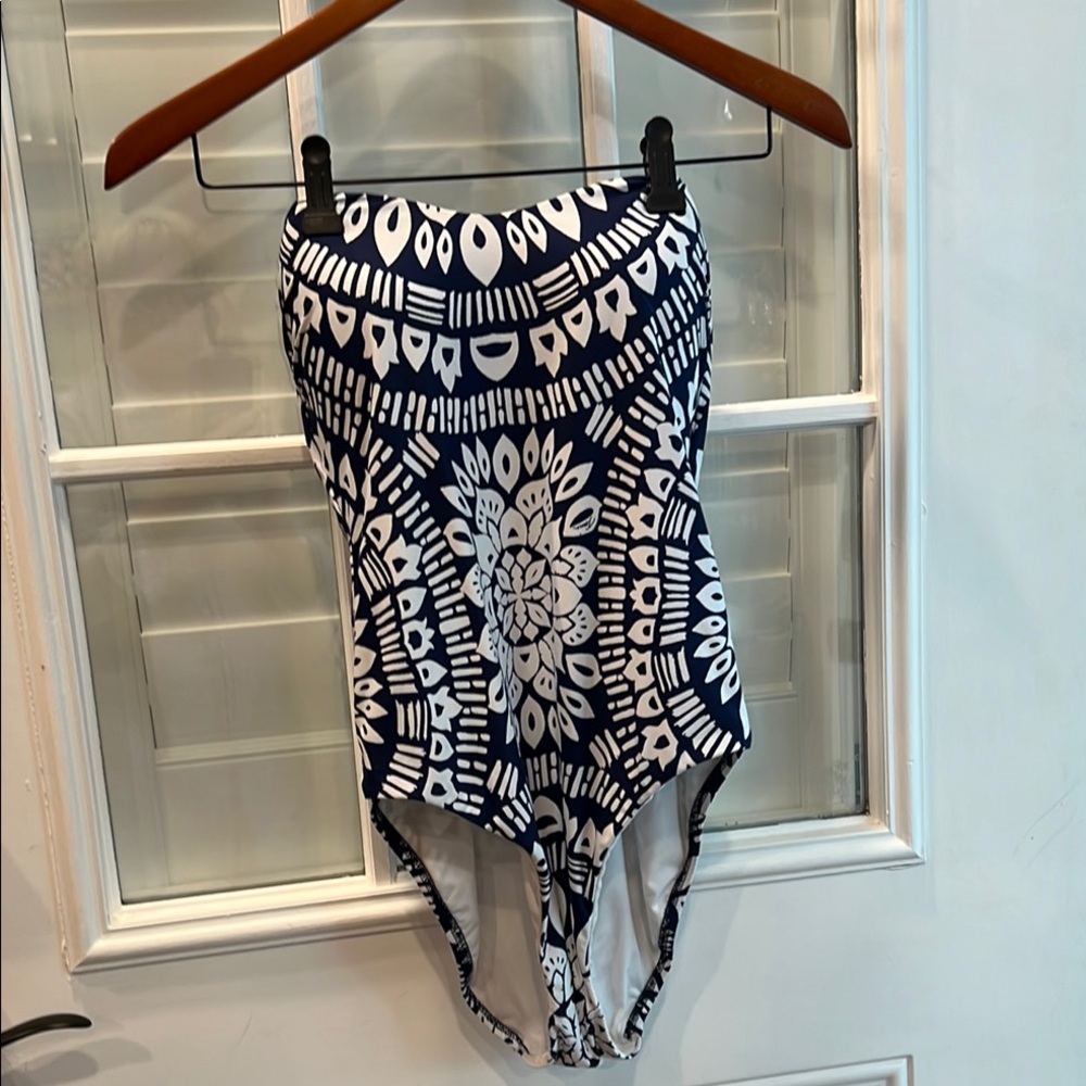 Trina Turk Navy and White One Piece Swimsuit